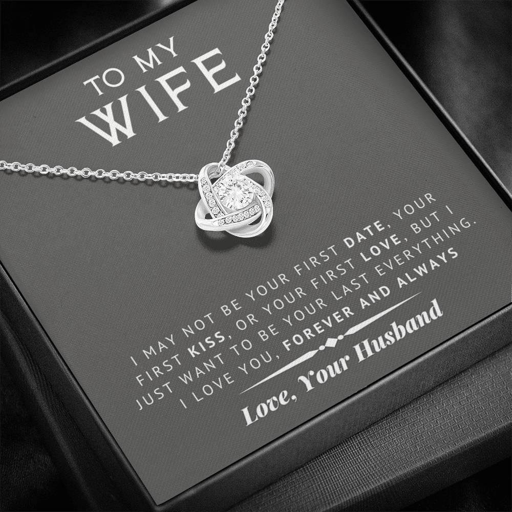 litzzy To My Wife - Last Everything - Gift For Valentine, Birthday, Anniversary - Love Knot - Necklace Gift For Her, Wife, Girlfriend, Anniversary, Wedding, Valentine, Birthday with Message Card Jewelry   