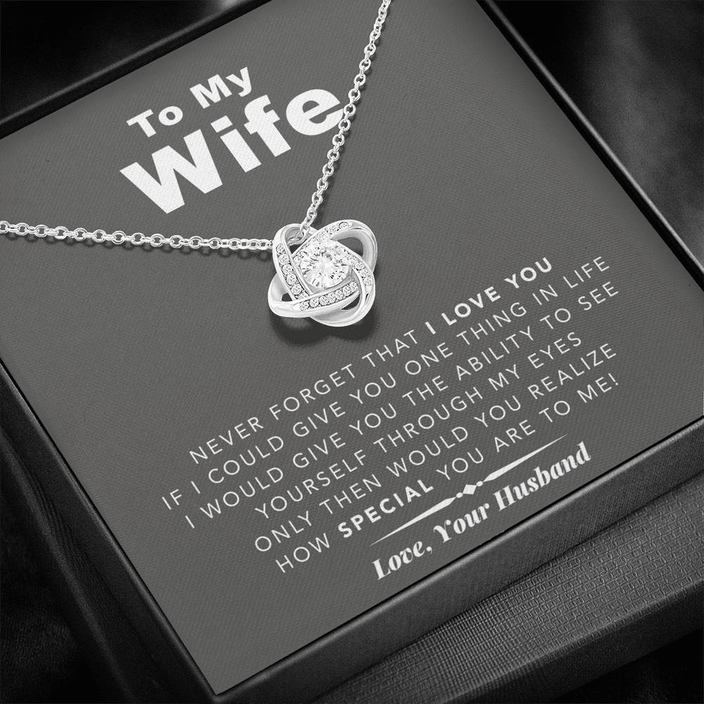 litzzy To My Wife Never Forget That I Love You - Gift For Christmas, Birthday, Anniversary Love Knot - Necklace Gift For Her, Wife, Girlfriend, Anniversary, Wedding, Valentine, Birthday with Message Card Jewelry   
