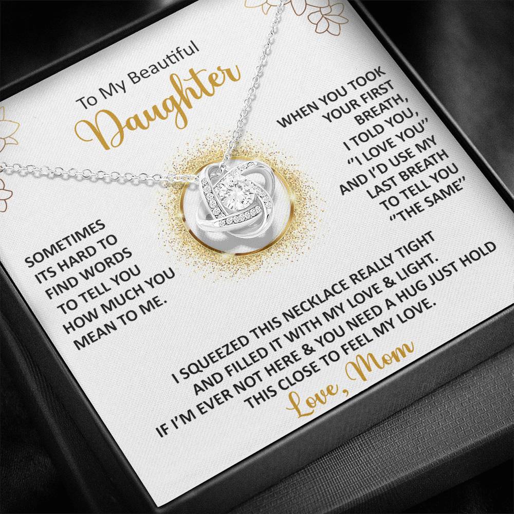 litzzy To My Beautiful Daughter - Sometimes It's Hard To Find The Words - Love Knot Necklace jewelry   