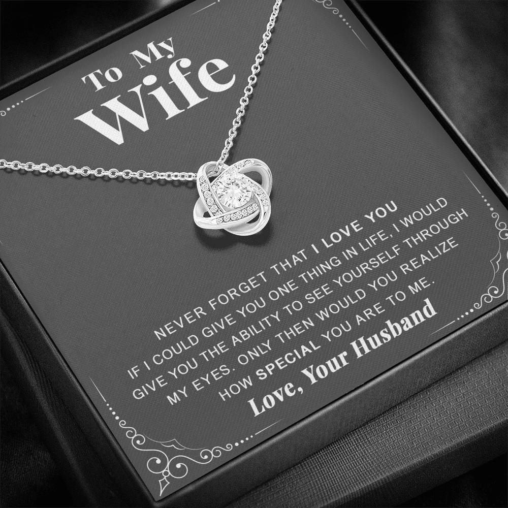 litzzy To my Wife - Never forget that I love you - Love Knot - Necklace Gift For Her, Wife, Girlfriend, Anniversary, Wedding, Valentine, Birthday with Message Card Jewelry   