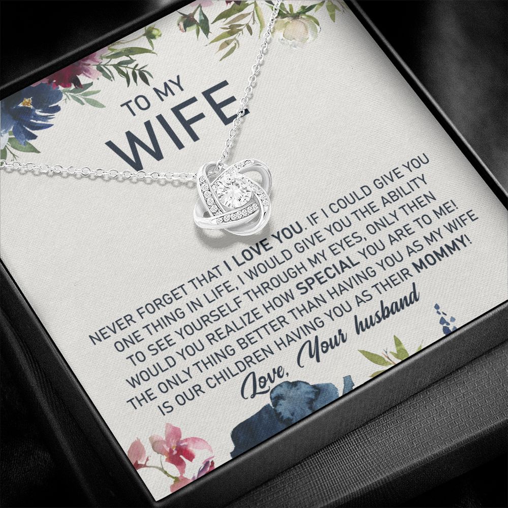 litzzy To My Wife, The Only Thing Better Than Having You As My Wife Is Our Children Having You As Their Mommy - Love Knot - Necklace Gift For Her, Wife, Girlfriend, Anniversary, Wedding, Valentine, Birthday with Message Card Jewelry   
