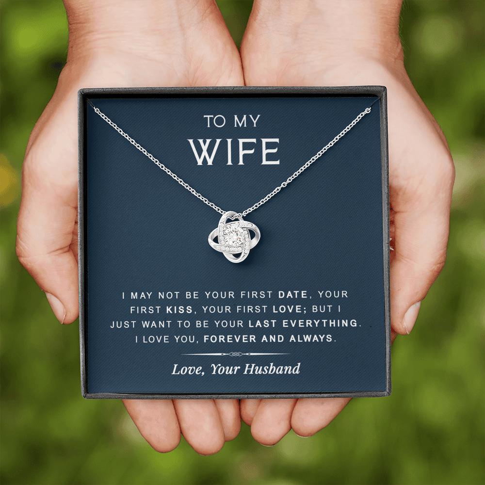 litzzy To My Wife - Last Everything - Gift For Birthday, Anniversary - Love Knot - Necklace Gift For Her, Wife, Girlfriend, Anniversary, Wedding, Valentine, Birthday with Message Card Jewelry   