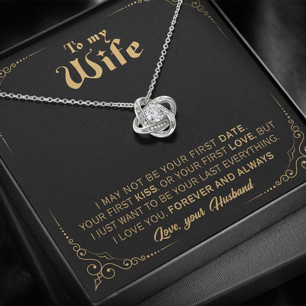 litzzy To My Wife - Last Everything - Love Knot Necklace - Necklace Gift For Her, Wife, Girlfriend, Anniversary, Wedding, Valentine, Birthday with Message Card Jewelry Standard Box  