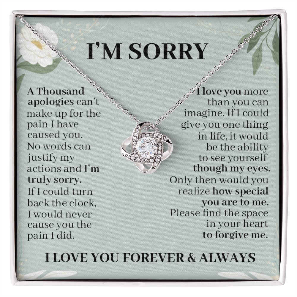 litzzy I'm Sorry A Thousand Apologies - Love Knot Necklace jewelry Two Toned Box  