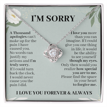 litzzy I'm Sorry A Thousand Apologies - Love Knot Necklace jewelry Two Toned Box  