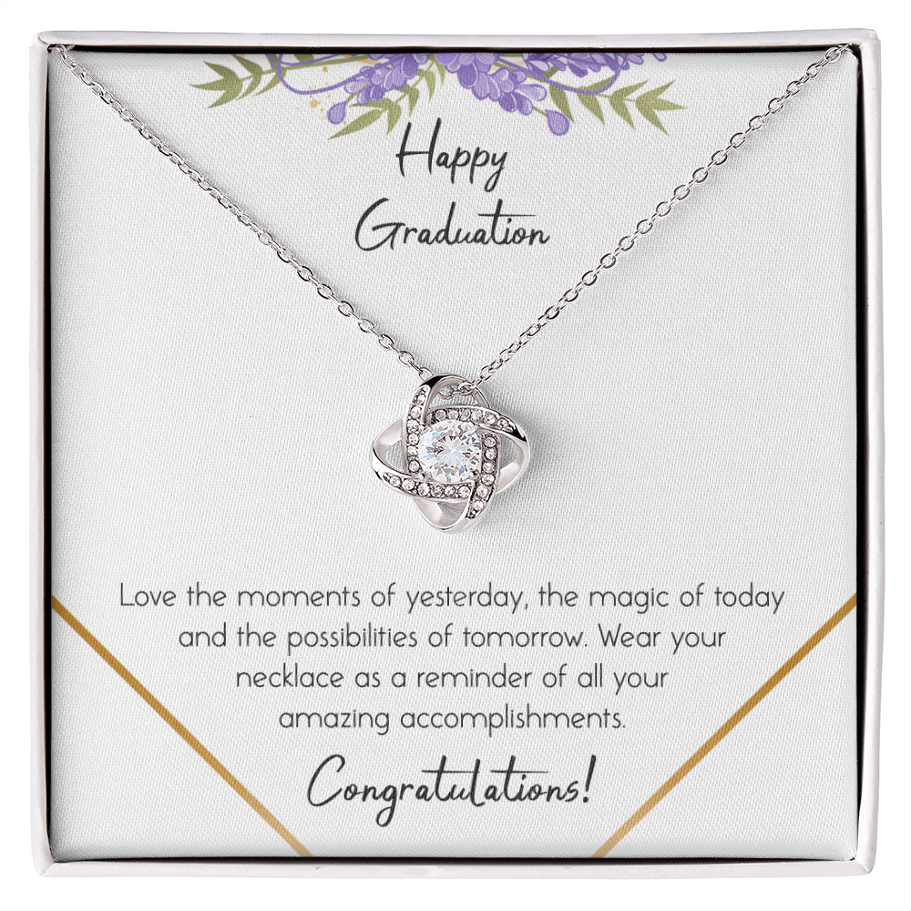 litzzy Happy Graduation Love Knot Necklace - Gifts For Wife Necklace Valentines Day Custom Made Romantic Gift For My Best Wife Ever  14K White Gold Finish Two Toned Box 