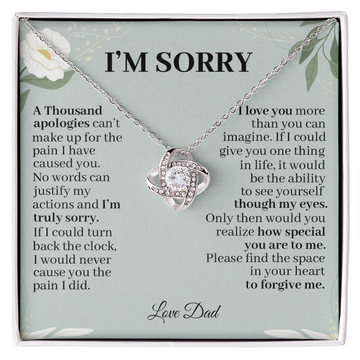 litzzy I'm Sorry A Thousand Apologies - Love Dad - Love Knot Necklace jewelry Two Toned Box  
