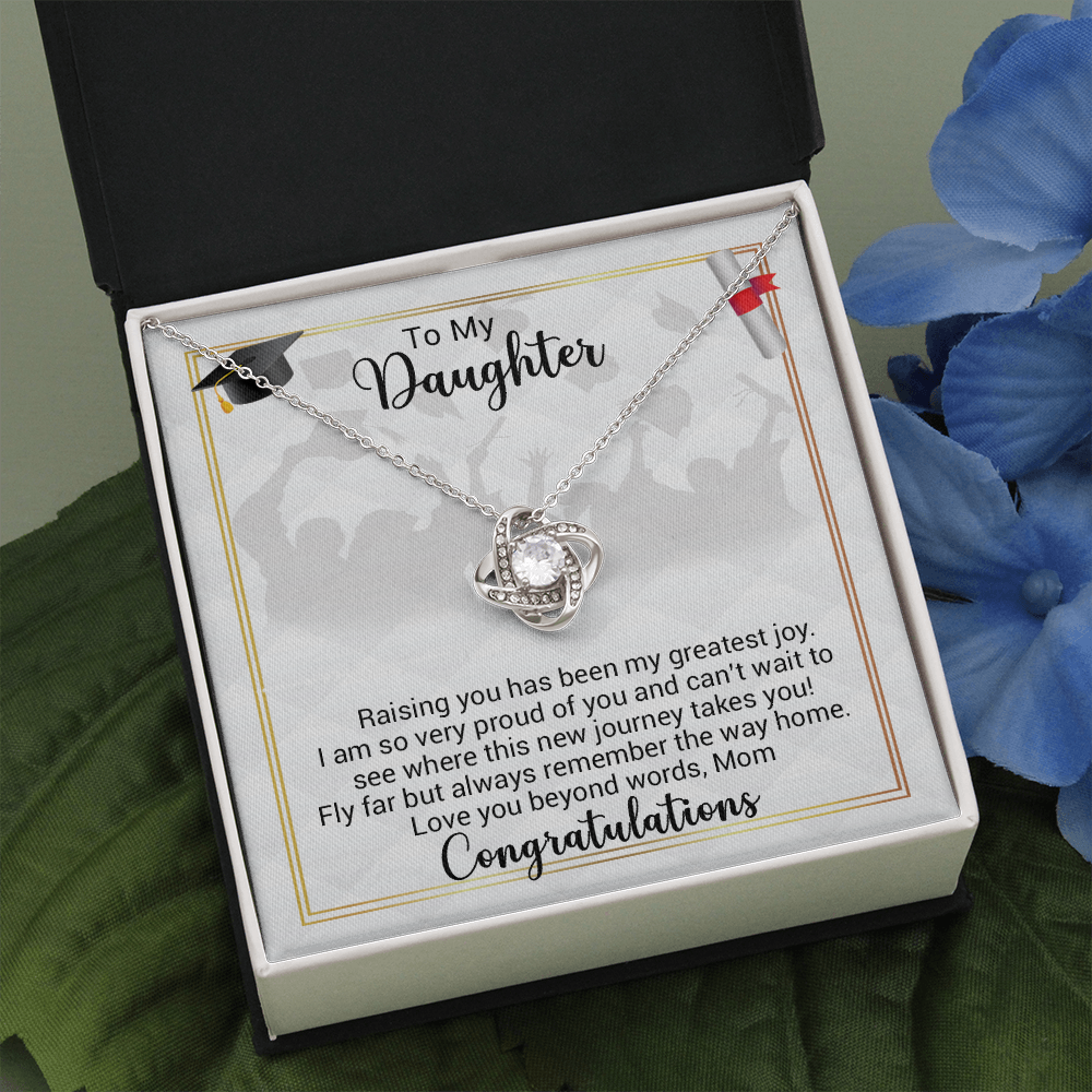 litzzy To My Daughter - Raising You Has Been My Greatest Joy - Love Knot Necklace jewelry Two Toned Box  