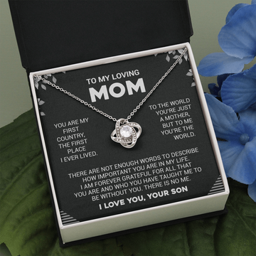 litzzy To My Loving Mom - To Me You're The World - Love Knot Necklace Jewelry   