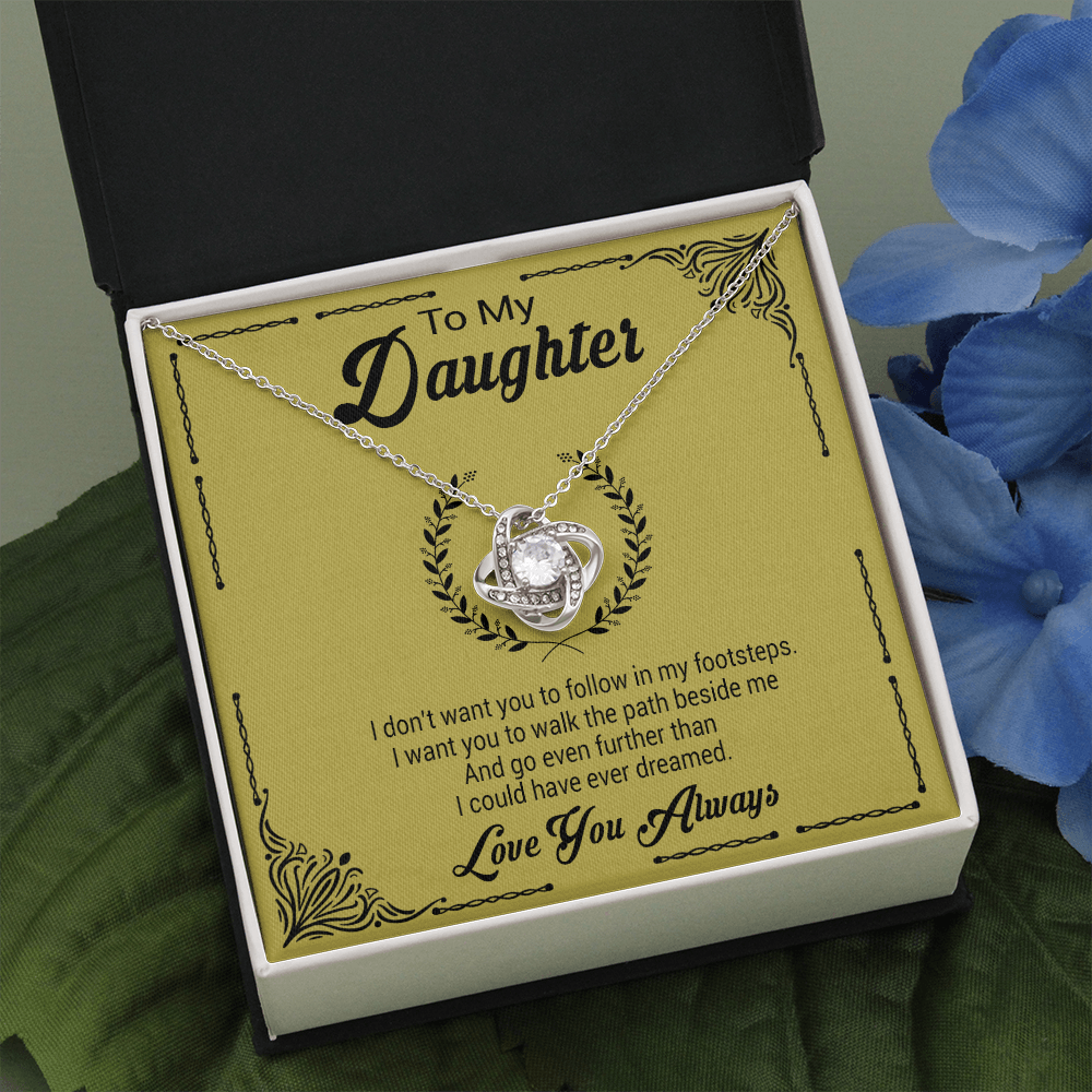 litzzy To My Daughter - I Want You To Walk The Path Beside Me - Love Knot Necklace jewelry Two Toned Box  