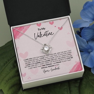 litzzy To My Valentine - Special Person - Love Knot Necklace - Valentine's Day Gifts Jewelry Two Toned Box  