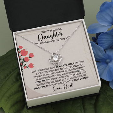 litzzy To My Beautiful Daughter - Whenever I see That Beautiful Smile - Love Knot Necklace jewelry Two Toned Box  