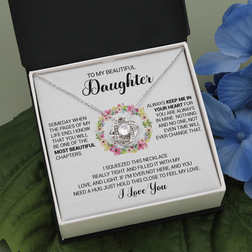 litzzy To My Beautiful Daughter - Always Keep Me In Your Heart - Love Knot Necklace jewelry Two Toned Box  