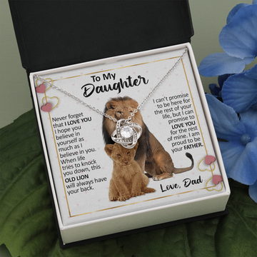 litzzy Never Forget That I Love You, Litzzy To My Daughter Love Knot Necklace Jewelry Two Toned Box  