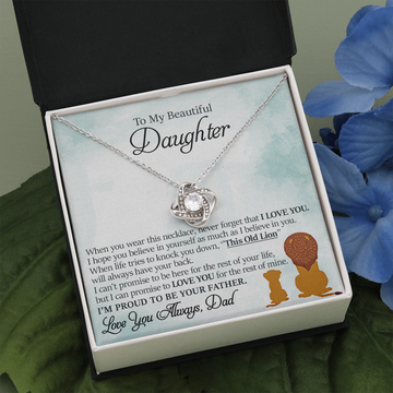 litzzy To My Beautiful Daughter - This Old Lion Will Always Have Your Back - Love Knot Necklace jewelry   