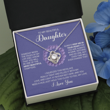 litzzy To My Beautiful Daughter - Always Keep Me In Your Heart - Love Knot Necklace jewelry Two Toned Box  