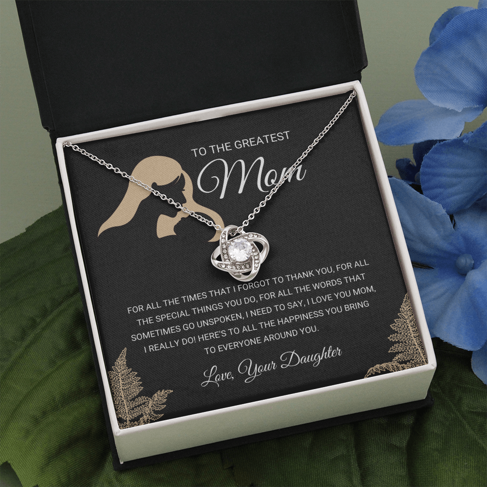 litzzy Greatest Mom - Love Knot Necklace Gift From Daughter - Litzzy Mother's Day Gifts Necklace Jewelry   