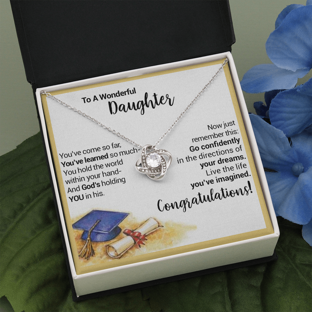 litzzy To A Wonderful Daughter - Go Confidently In The Directions Of Your Dreams - Love Knot Necklace jewelry Two Toned Box  