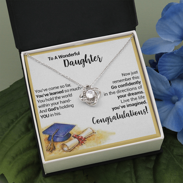 litzzy To A Wonderful Daughter - Go Confidently In The Directions Of Your Dreams - Love Knot Necklace jewelry Two Toned Box  