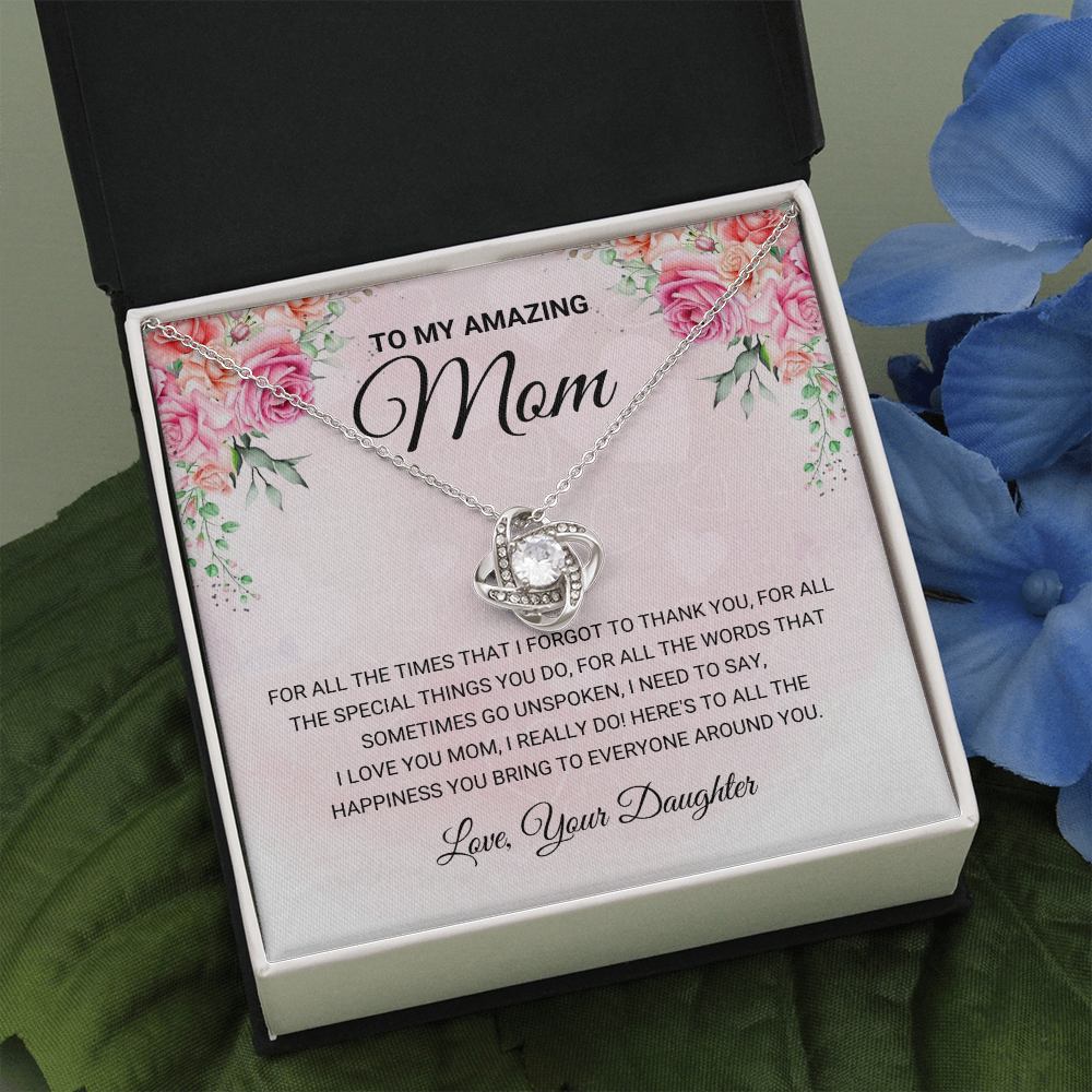 litzzy My Amazing Mom - Love Knot Gift From Daughter - Litzzy Mother's Day Gifts Necklace Jewelry   