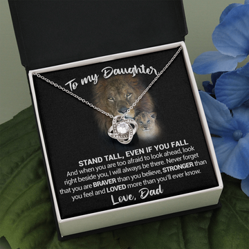 litzzy To My daughter - Stand Tall Even If You Fall - Love Knot Necklace jewelry Two Toned Box  