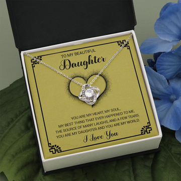 litzzy To My Beautiful Daughter - You Are My Heart My Soul - Love Knot Necklace jewelry Two Toned Box  