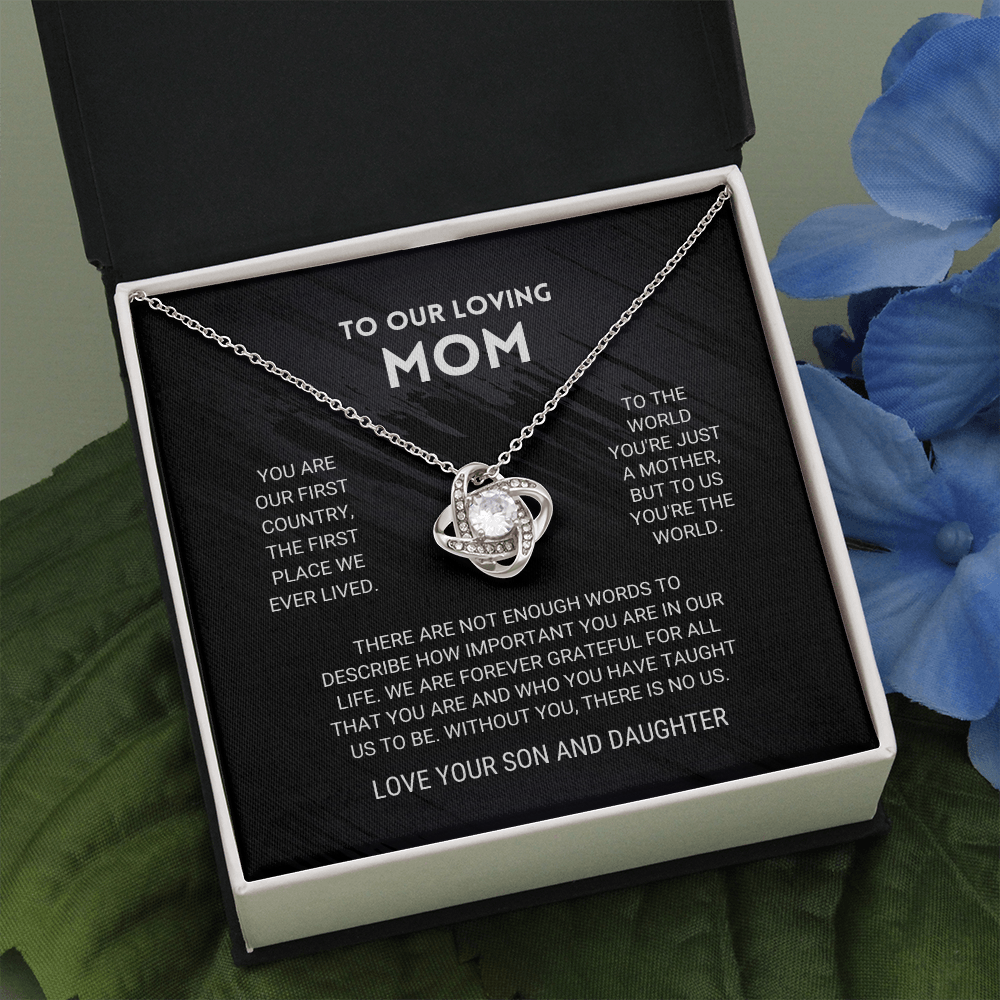 litzzy To Our Mom - You're The World - Love Knot Necklace From Son And Daughter - Litzzy Mother's Day Gifts Necklace Jewelry   