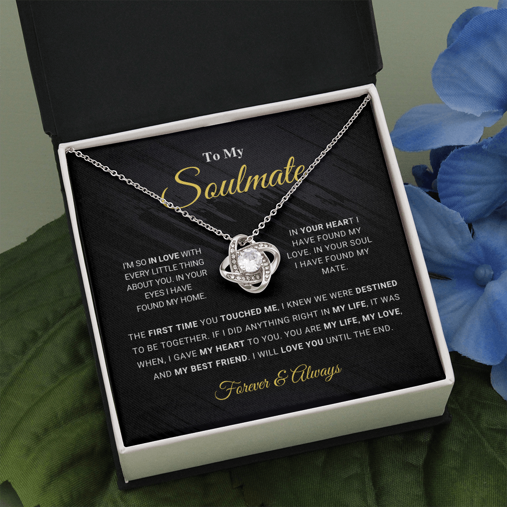 litzzy To My Soulmate - My Life - Love Knot Necklace - To My Soulmate - Gift For Soulmate Jewelry Two Toned Box  