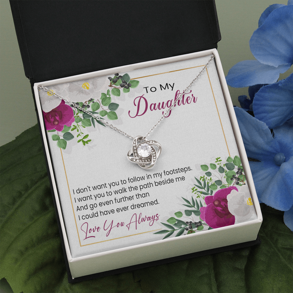 litzzy To My Daughter - I Want You To Walk The Path Beside Me - Love Knot Necklace jewelry Two Toned Box  