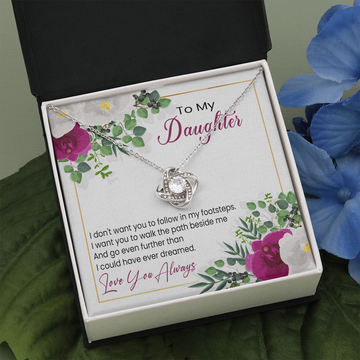 litzzy To My Daughter - I Want You To Walk The Path Beside Me - Love Knot Necklace jewelry Two Toned Box  