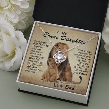 litzzy To My Bonus Daughter - This Old Lion Will Always Have Your Back - Love Knot Necklace jewelry   