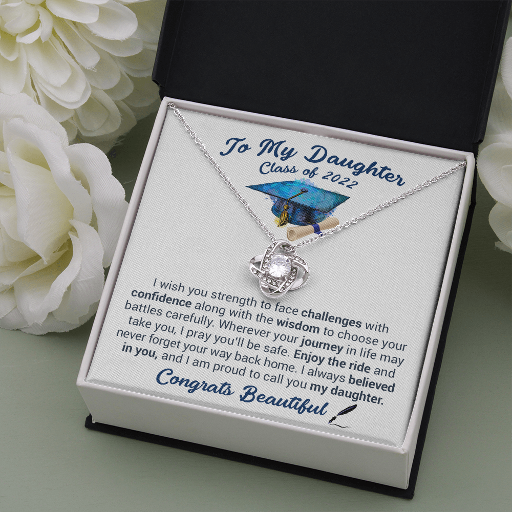 litzzy To My Daughter Class Of 2022 - Never Forget Your Way Back Home - Love Knot Necklace jewelry   