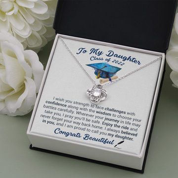 litzzy To My Daughter Class Of 2022 - Never Forget Your Way Back Home - Love Knot Necklace jewelry   