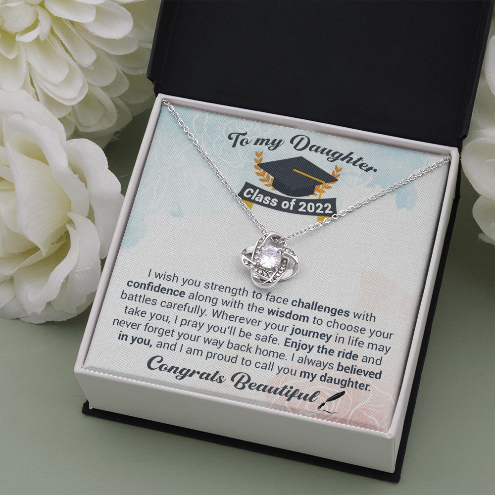 litzzy To My Daughter Class Of 2022 - Never Forget Your Way Back Home - Love Knot Necklace jewelry   