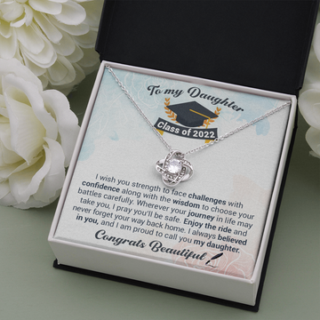 litzzy To My Daughter Class Of 2022 - Never Forget Your Way Back Home - Love Knot Necklace jewelry   