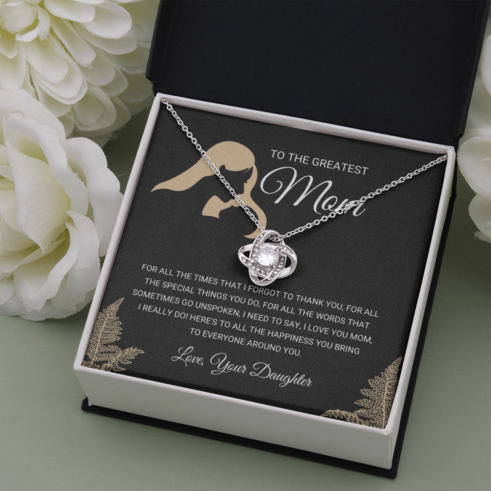litzzy Greatest Mom - Love Knot Necklace Gift From Daughter - Litzzy Mother's Day Gifts Necklace Jewelry   