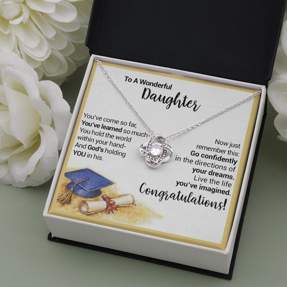 litzzy To A Wonderful Daughter - Go Confidently In The Directions Of Your Dreams - Love Knot Necklace jewelry   