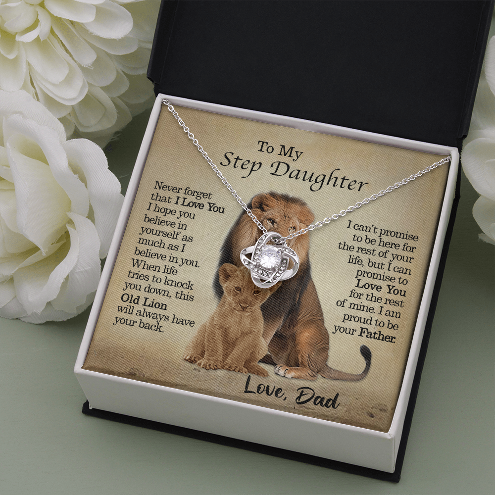 litzzy To My Step Daughter - This Old Lion Will Always Have Your Back - Love Knot Necklace jewelry   
