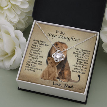 litzzy To My Step Daughter - This Old Lion Will Always Have Your Back - Love Knot Necklace jewelry   