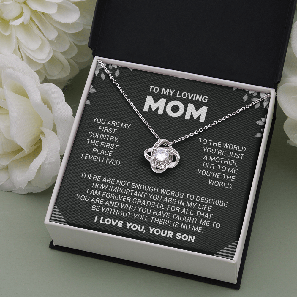 litzzy To My Loving Mom - To Me You're The World - Love Knot Necklace Jewelry   