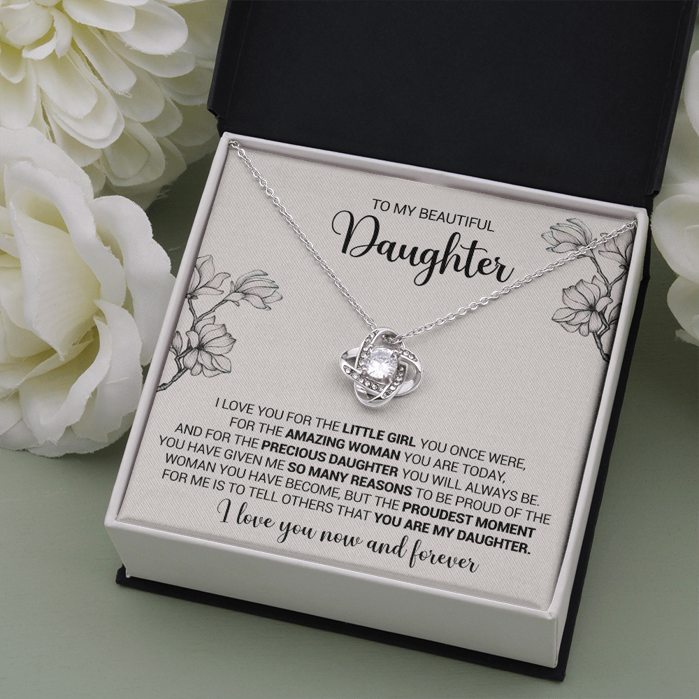 litzzy To My Beautiful Daughter - I Love You For The Little Girl You Once Were - Love Knot Necklace jewelry   
