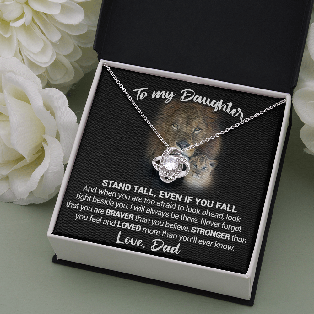 litzzy To My daughter - Stand Tall Even If You Fall - Love Knot Necklace jewelry   