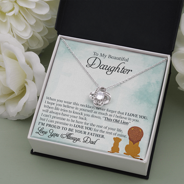 litzzy To My Beautiful Daughter - This Old Lion Will Always Have Your Back - Love Knot Necklace jewelry   