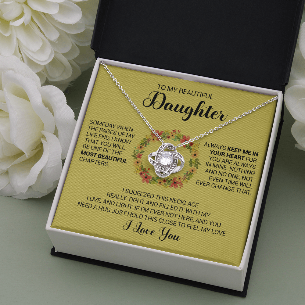 litzzy To My Beautiful Daughter - Always Keep Me In Your Heart - Love Knot Necklace jewelry   