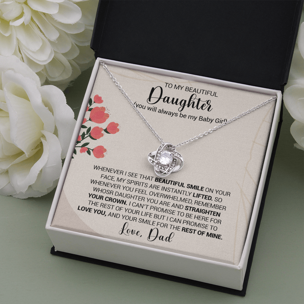 litzzy To My Beautiful Daughter - Whenever I see That Beautiful Smile - Love Knot Necklace jewelry   