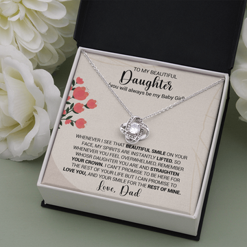 litzzy To My Beautiful Daughter - Whenever I see That Beautiful Smile - Love Knot Necklace jewelry   