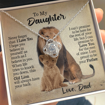 litzzy [Almost Sold Out] To My Daughter - This Old Lion Will Always Have Your Back - Love Knot Necklace jewelry   