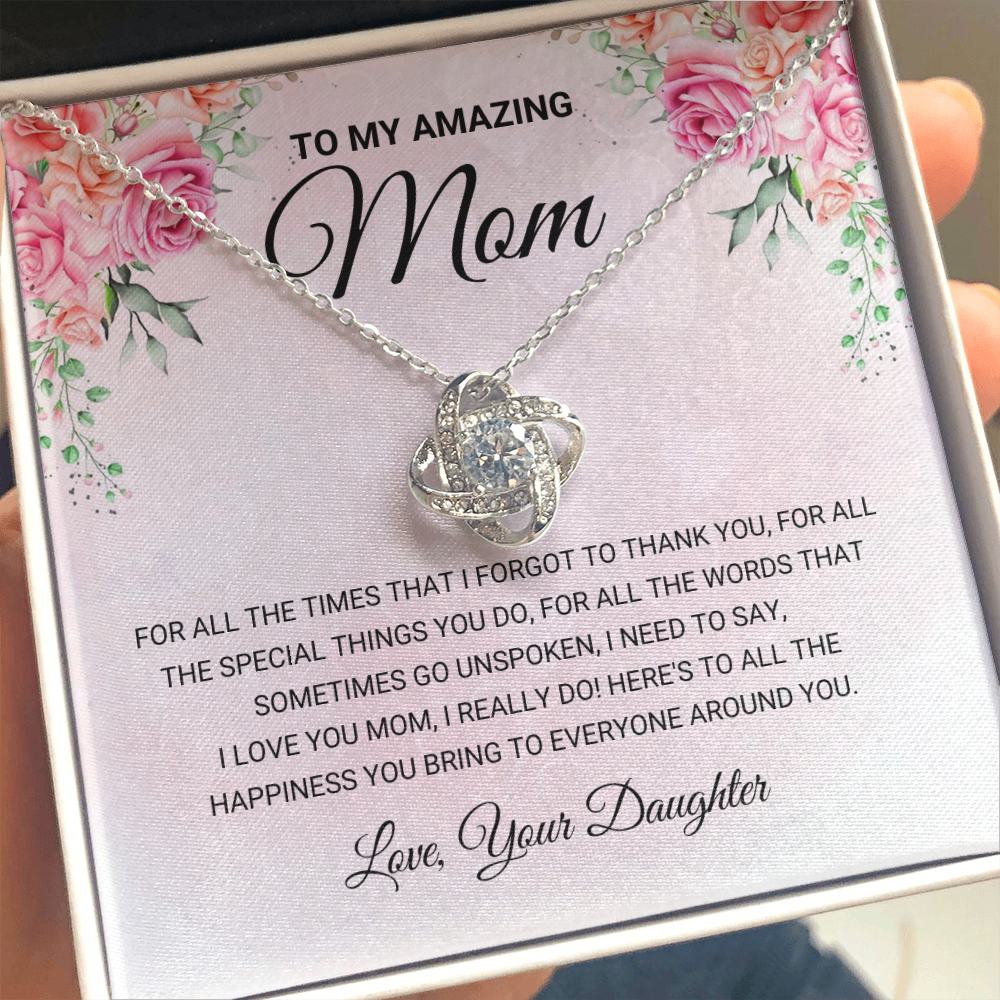 litzzy My Amazing Mom - Love Knot Gift From Daughter - Litzzy Mother's Day Gifts Necklace Jewelry Standard Box  