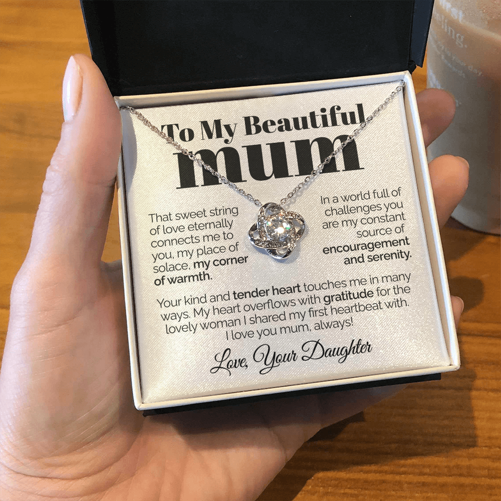 litzzy To My Beautiful Mum - That Sweet String Of Love - Love Knot Necklace Jewelry   