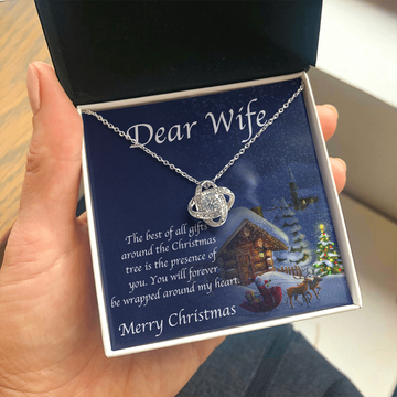 litzzy Dear Wife Merry Christmas Love Knot Necklace - Gifts For Wife Necklace Valentines Day Custom Made Romantic Gift For My Best Wife Ever    